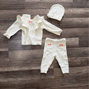 Cream Baby Outfit with Pink Accents